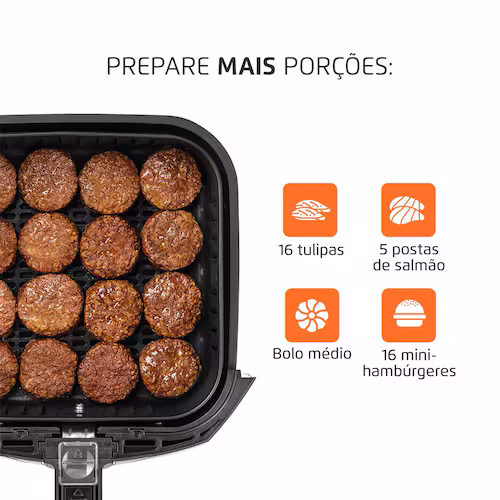 Fritadeira Elétrica Sem Óleo Air Fryer Mondial AFN40BI Family Inox 4L Preta/Inox - 220V - 4
