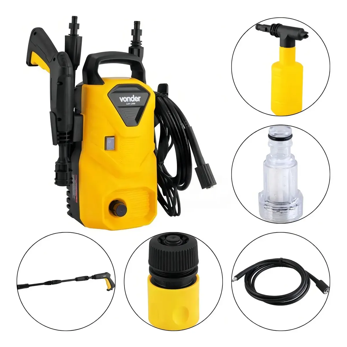 Lavadora de Alta Pressão Vonder Leve LAV1300 Amarela e Preta 1200W - 3